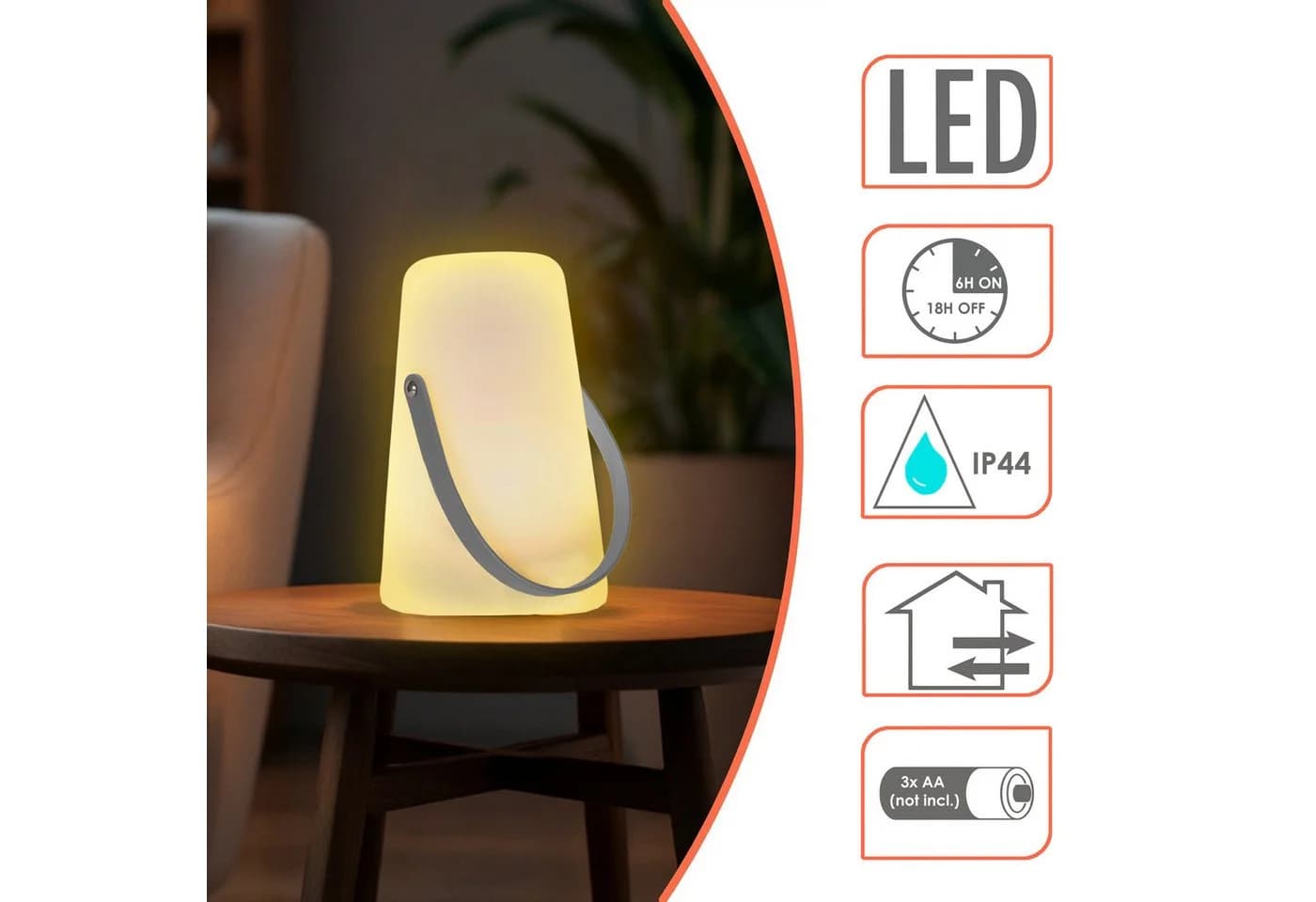 Spetebo LED Tischlampe Außen Weiß mit Timer und Lederband - Bild 3