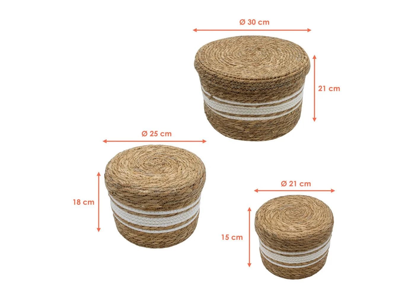 Spetebo Aufbewahrungsbox Seegras Korb natur 3er Set
