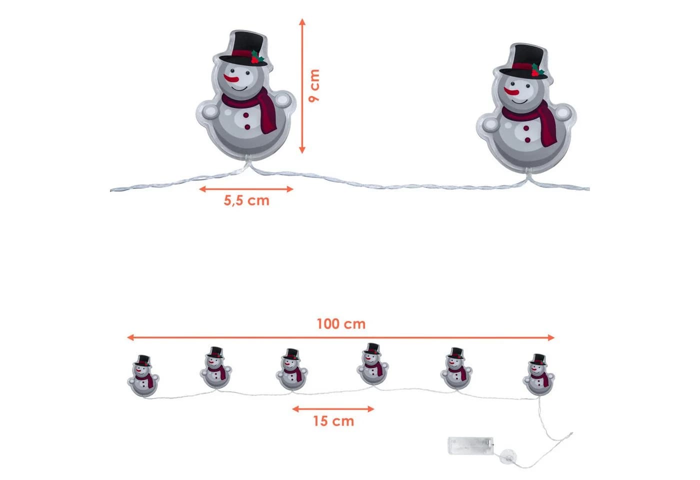 Spetebo LED Schneemann Lichterkette 100 cm mit Timer