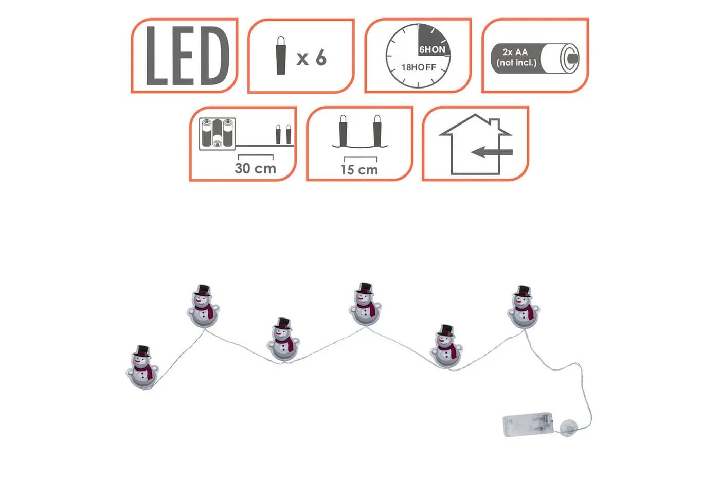 Spetebo LED Schneemann Lichterkette 100 cm mit Timer - Bild 3