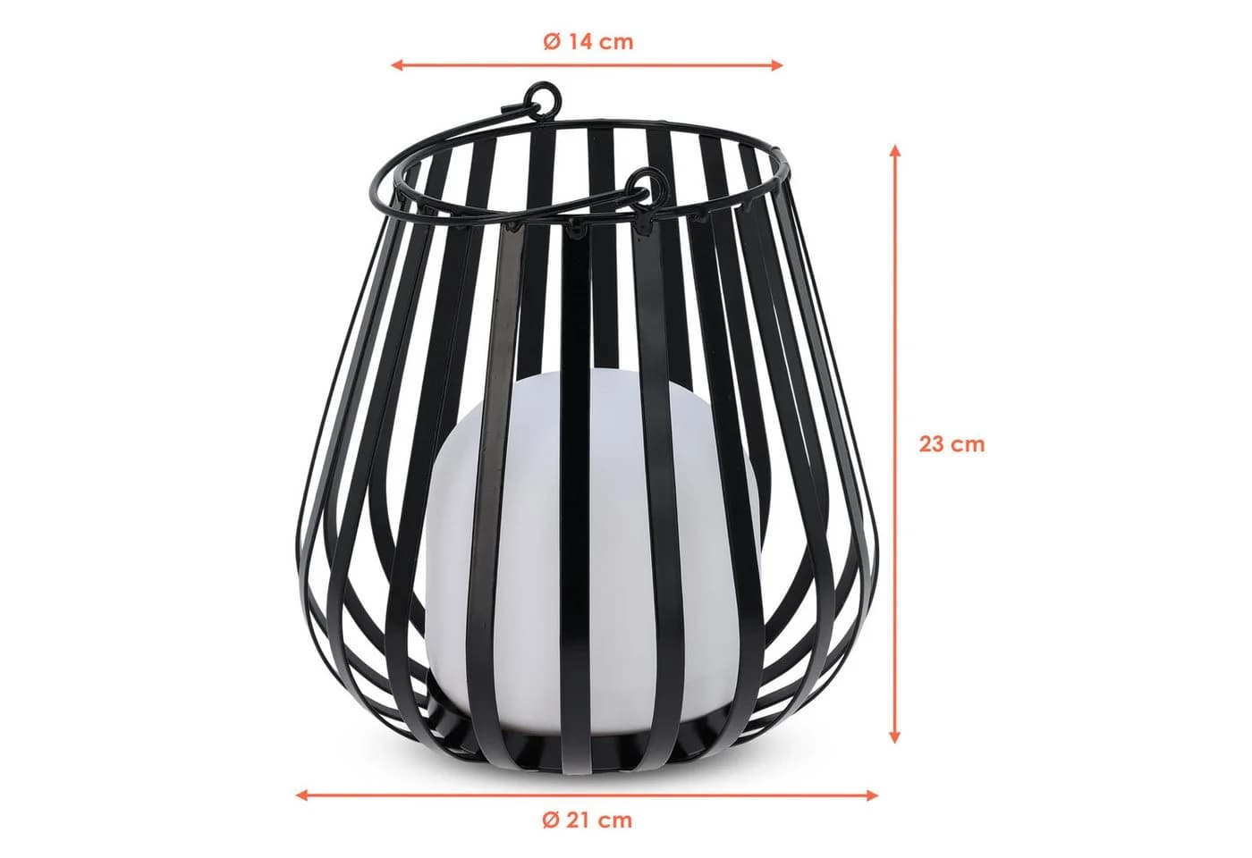 Spetebo LED Laterne Metall Schwarz/Weiß Batteriebetrieben