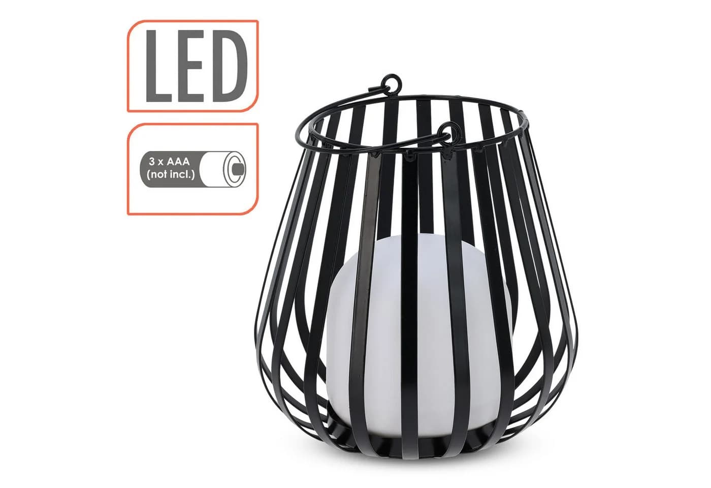 Spetebo LED Laterne Metall Schwarz/Weiß Batteriebetrieben - Bild 3