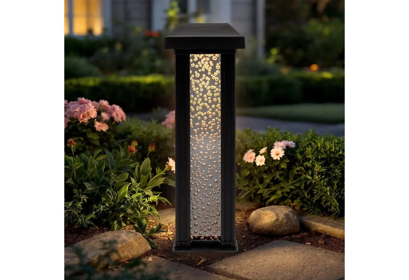 Spetebo LED Solarleuchte Gartenstecker Sprudelsäule Design Warm Weiß - Bild 2