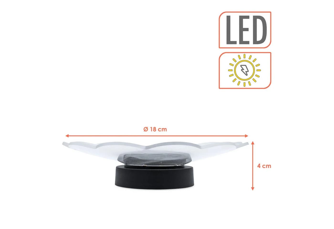 Spetebo LED Solar Wandleuchte Blume transparent 18 cm