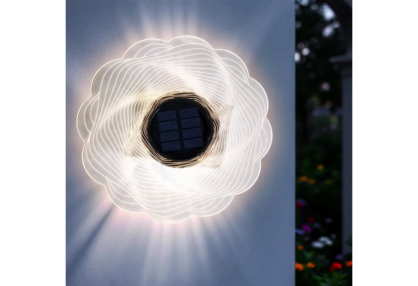 Spetebo LED Solar Wandleuchte Blume transparent 18 cm - Bild 2
