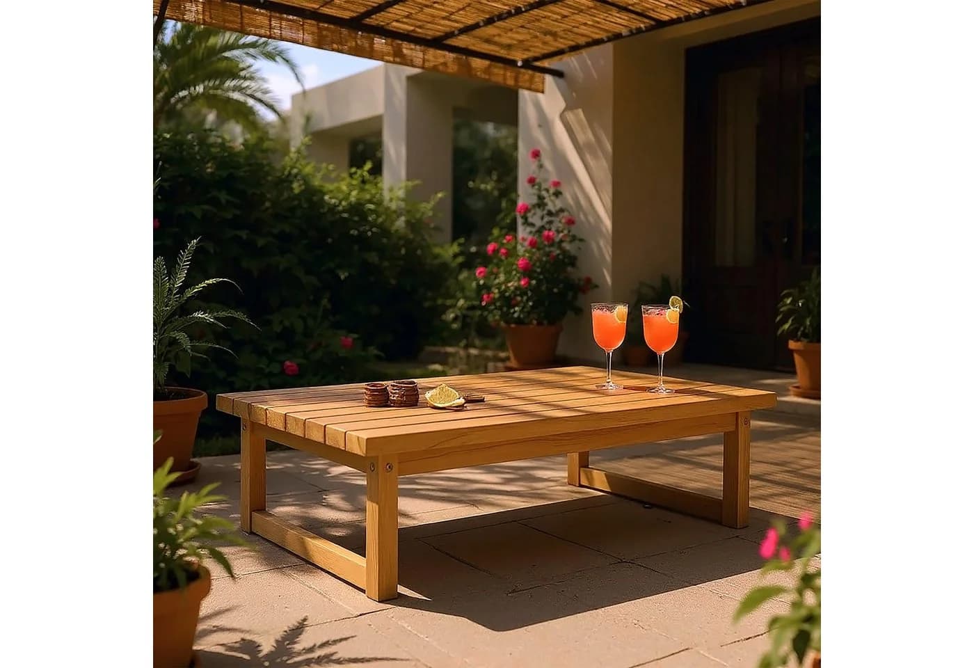 Spetebo Loungetisch Akazienholz geölt hellbraun - Bild 4