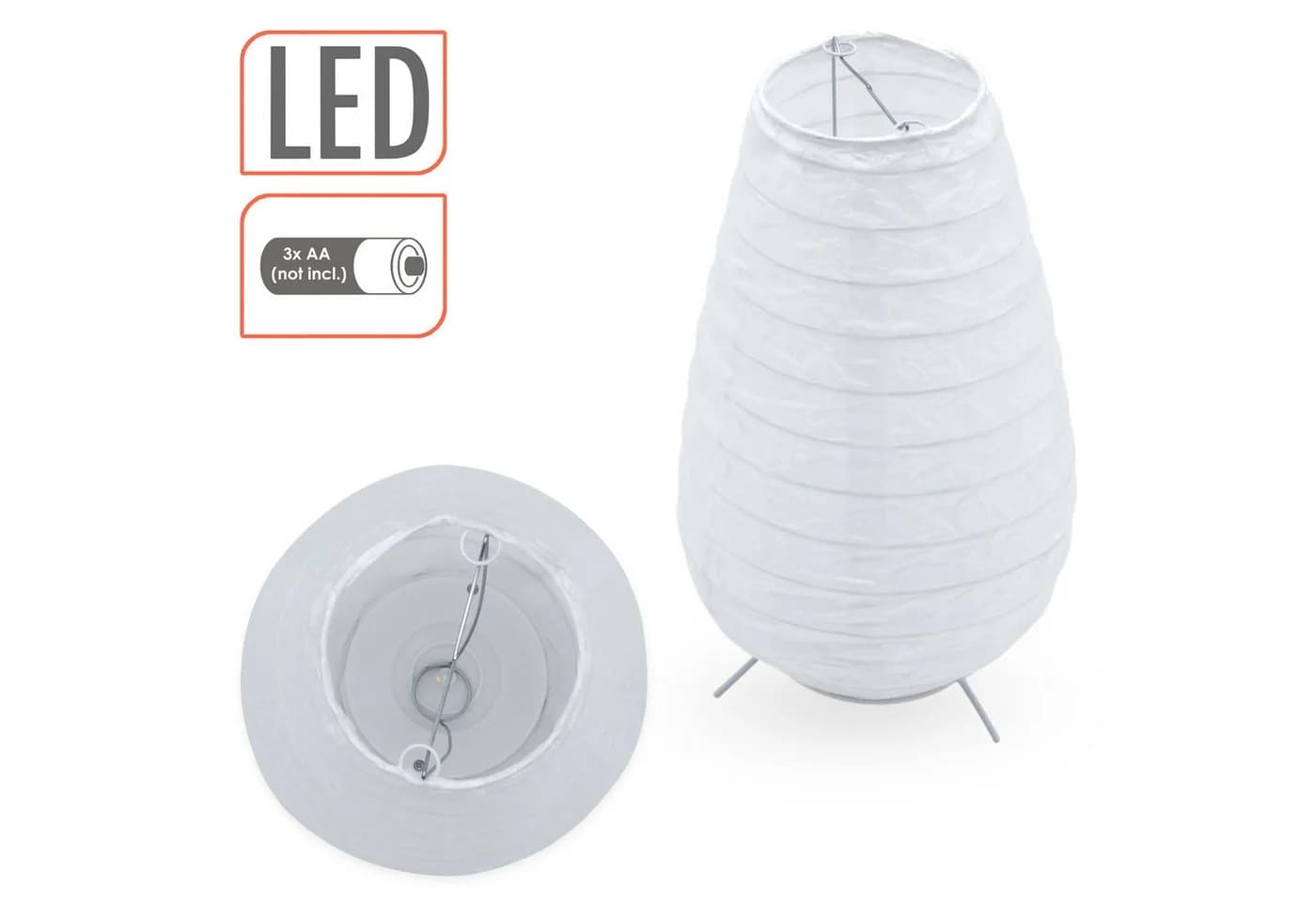 Spetebo LED Papier Laterne 2er Set Weiß Silber 26 cm - Bild 3