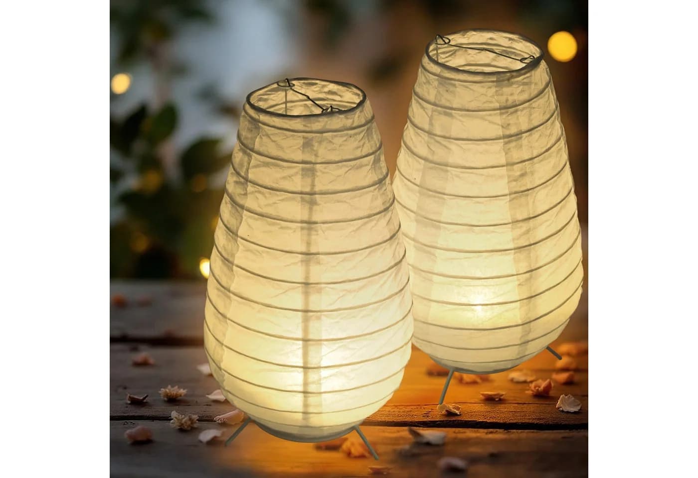Spetebo LED Papier Laterne 2er Set Weiß Silber 26 cm - Bild 5