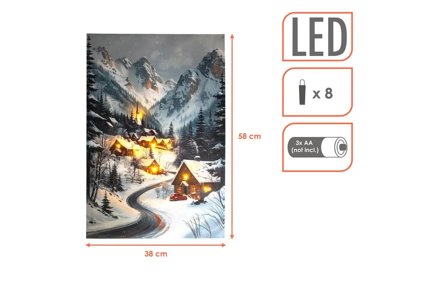 Spetebo Weihnachts Wandbild mit LED Beleuchtung Leinwand auf Holzrahmen