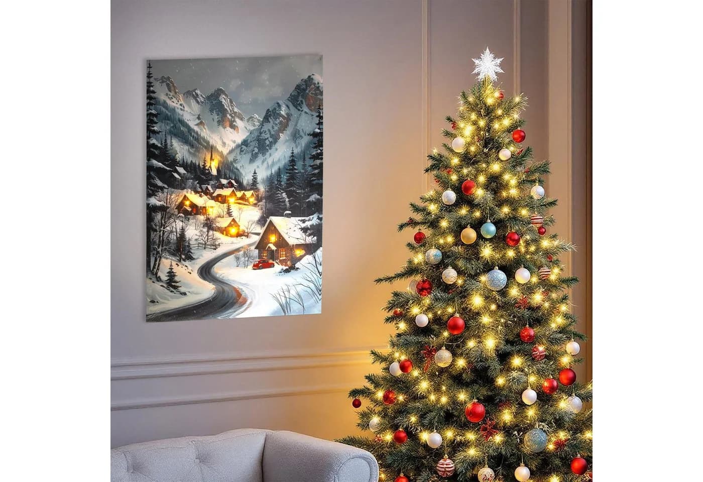 Spetebo Weihnachts Wandbild mit LED Beleuchtung Leinwand auf Holzrahmen - Bild 5