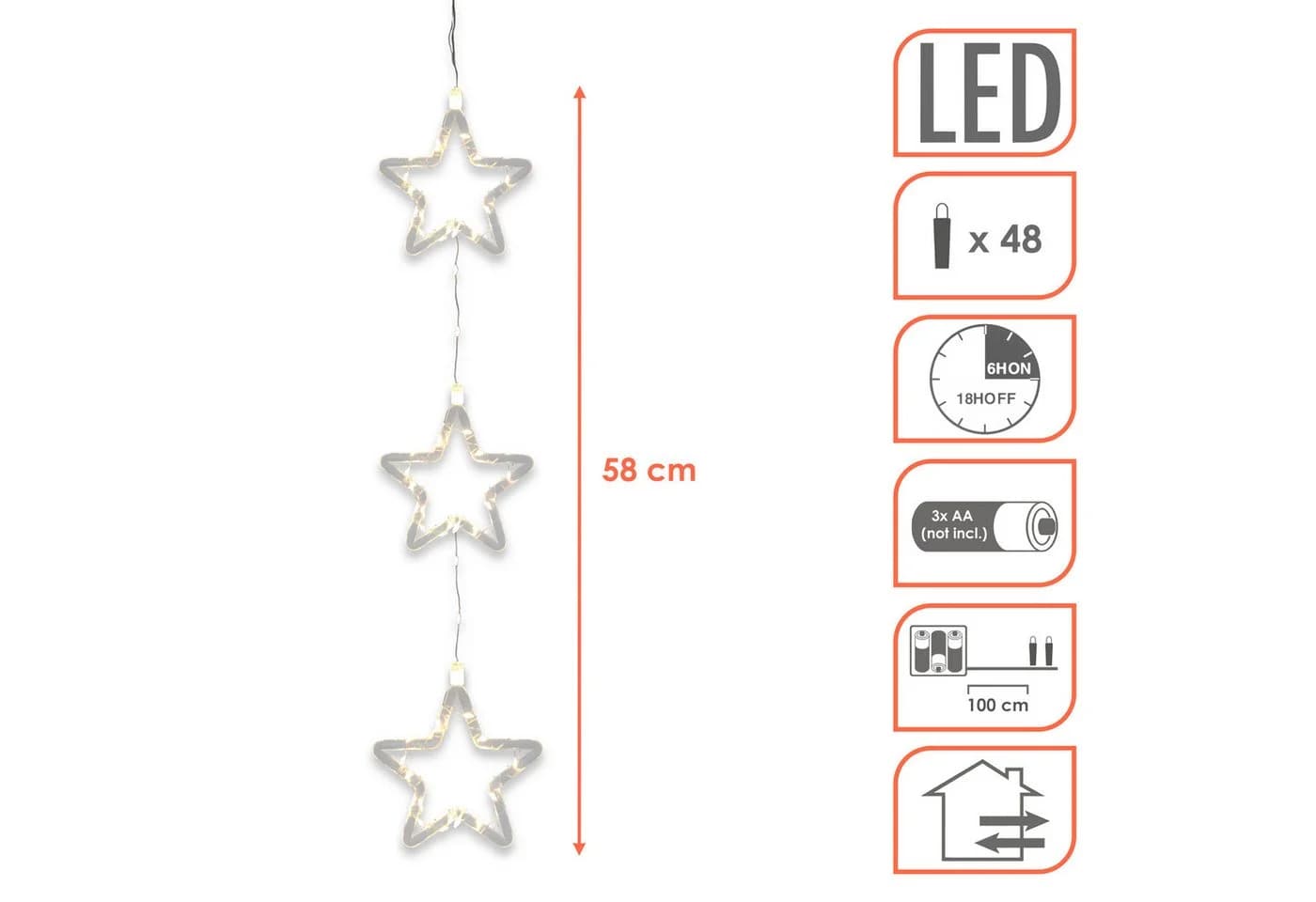 LED-Lichterkette für Weihnachtsdeko, warm weiß, 1m