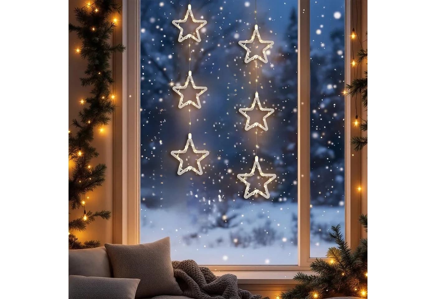 LED-Lichterkette für Weihnachtsdeko, warm weiß, 1m - Bild 5
