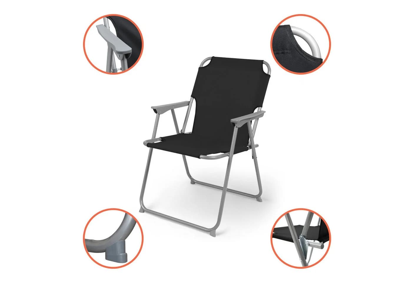 Spetebo Campingstuhl 2er Set Schwarz Metall Klappstuhl - Bild 4