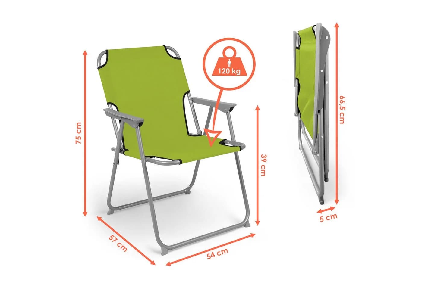 Spetebo Campingstuhl 2er Set Klappstuhl Lime Grün Metall