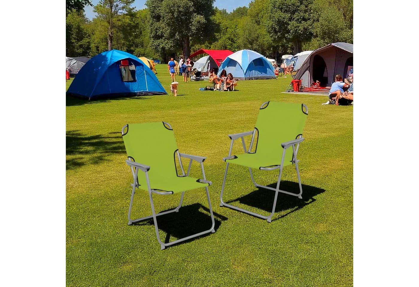 Spetebo Campingstuhl 2er Set Klappstuhl Lime Grün Metall - Bild 5