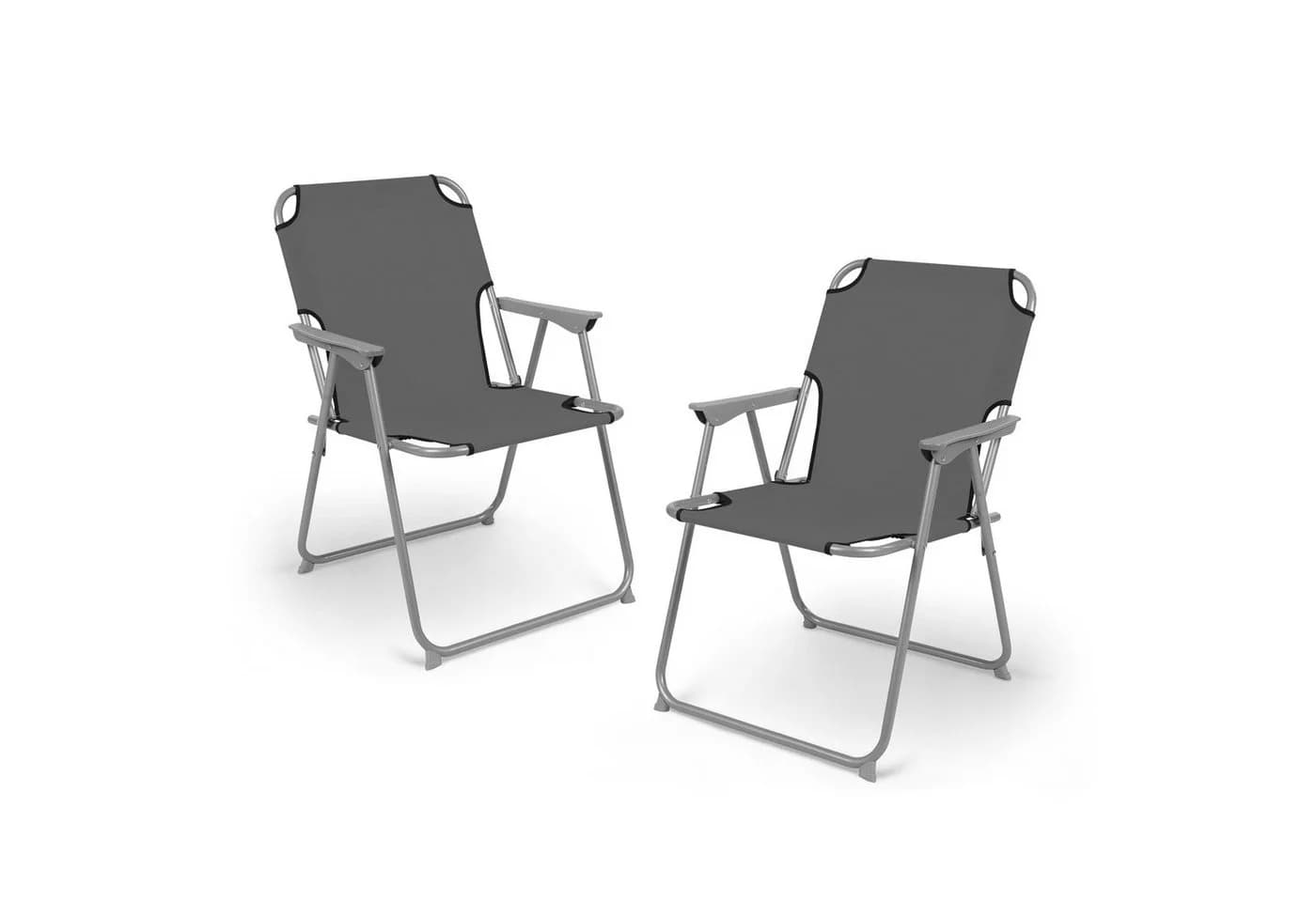Spetebo Campingstuhl 2er Set Grau Metall Klappstuhl 120kg - Bild 2