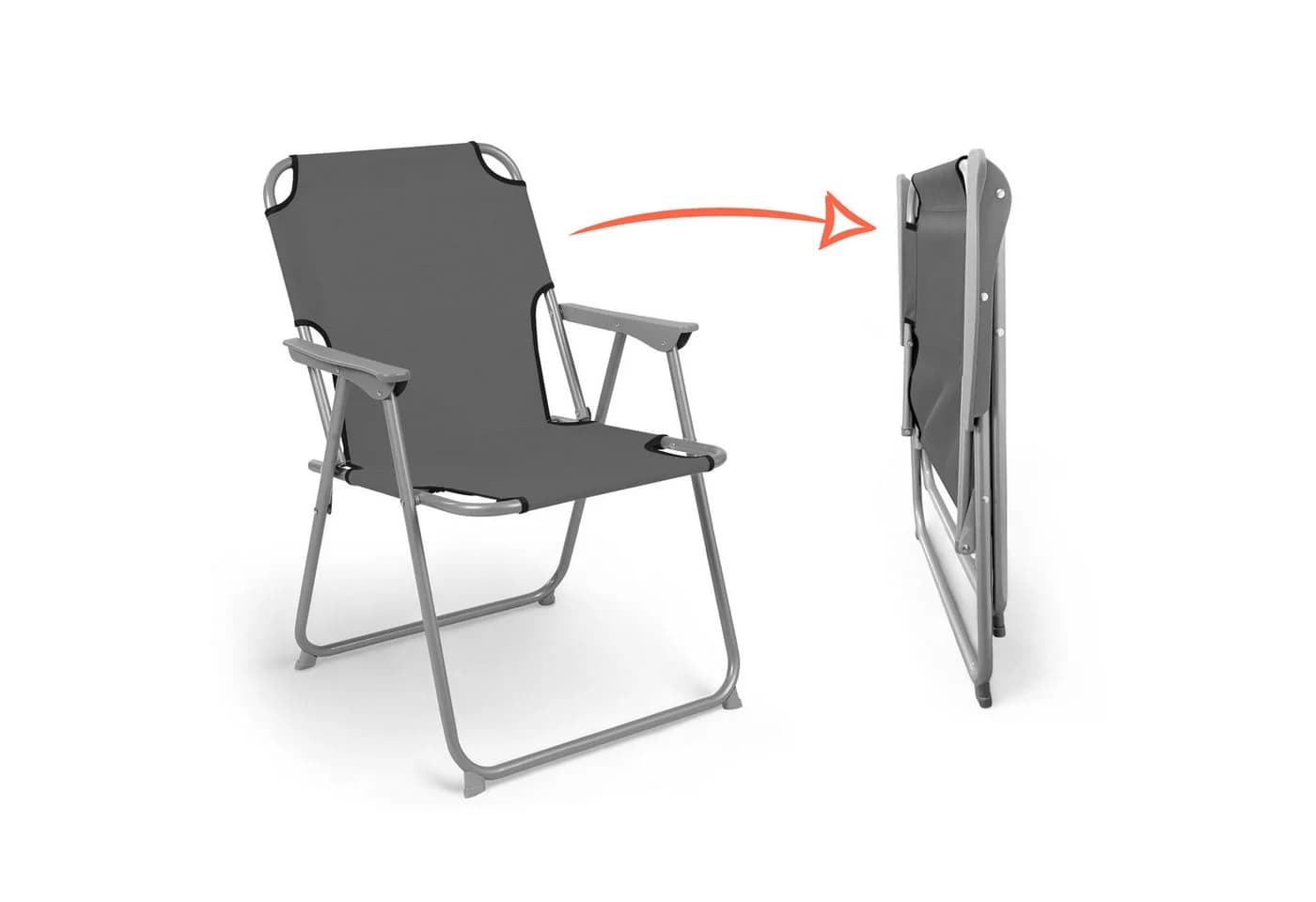 Spetebo Campingstuhl 2er Set Grau Metall Klappstuhl 120kg - Bild 3