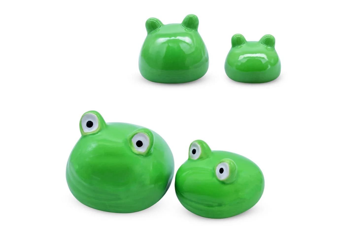 Spetebo Teichfigur Frosch Set 2-tlg. Grün Porzellan Schwimmdeko - Bild 3
