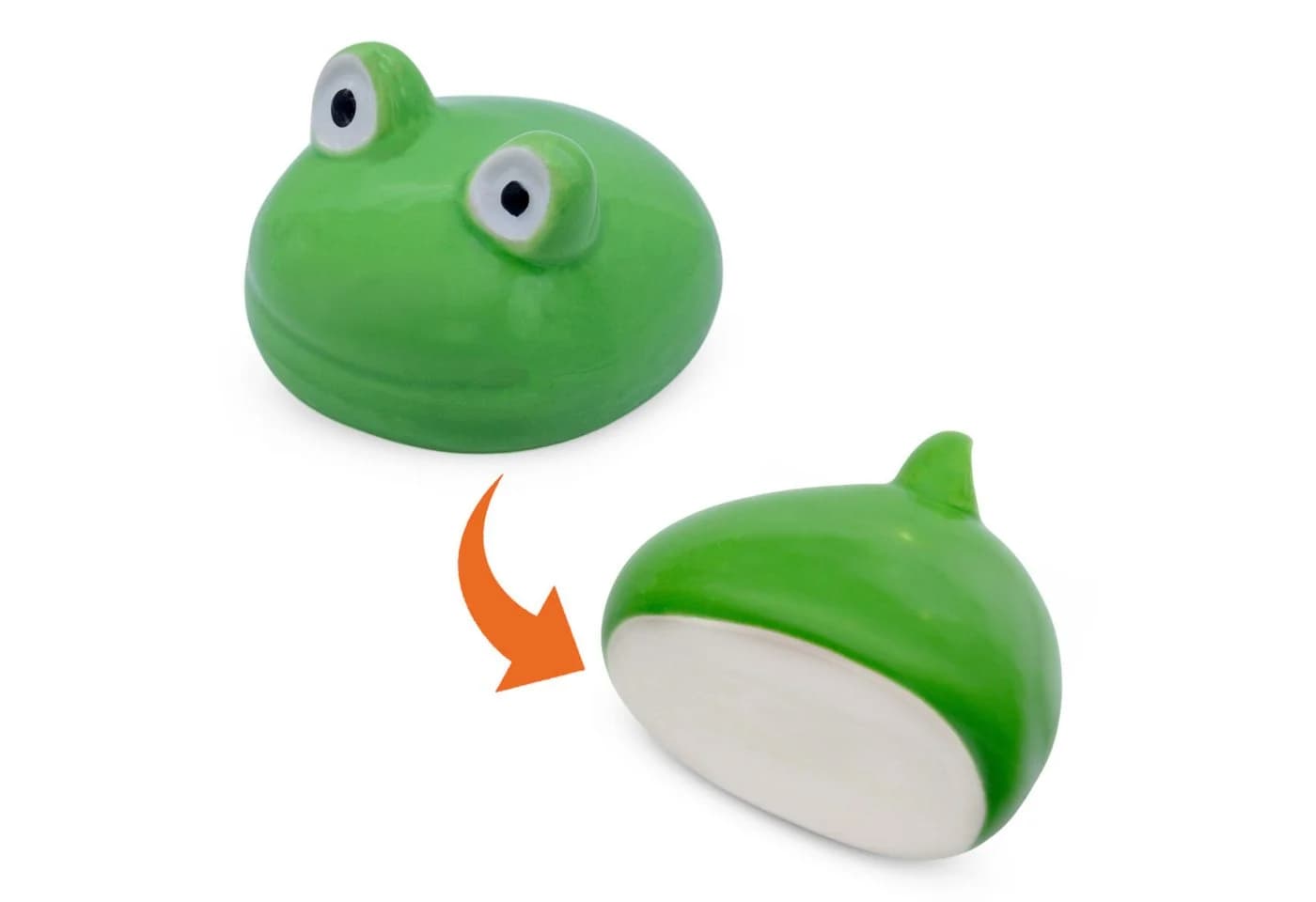 Spetebo Teichfigur Frosch Set 2-tlg. Grün Porzellan Schwimmdeko - Bild 5