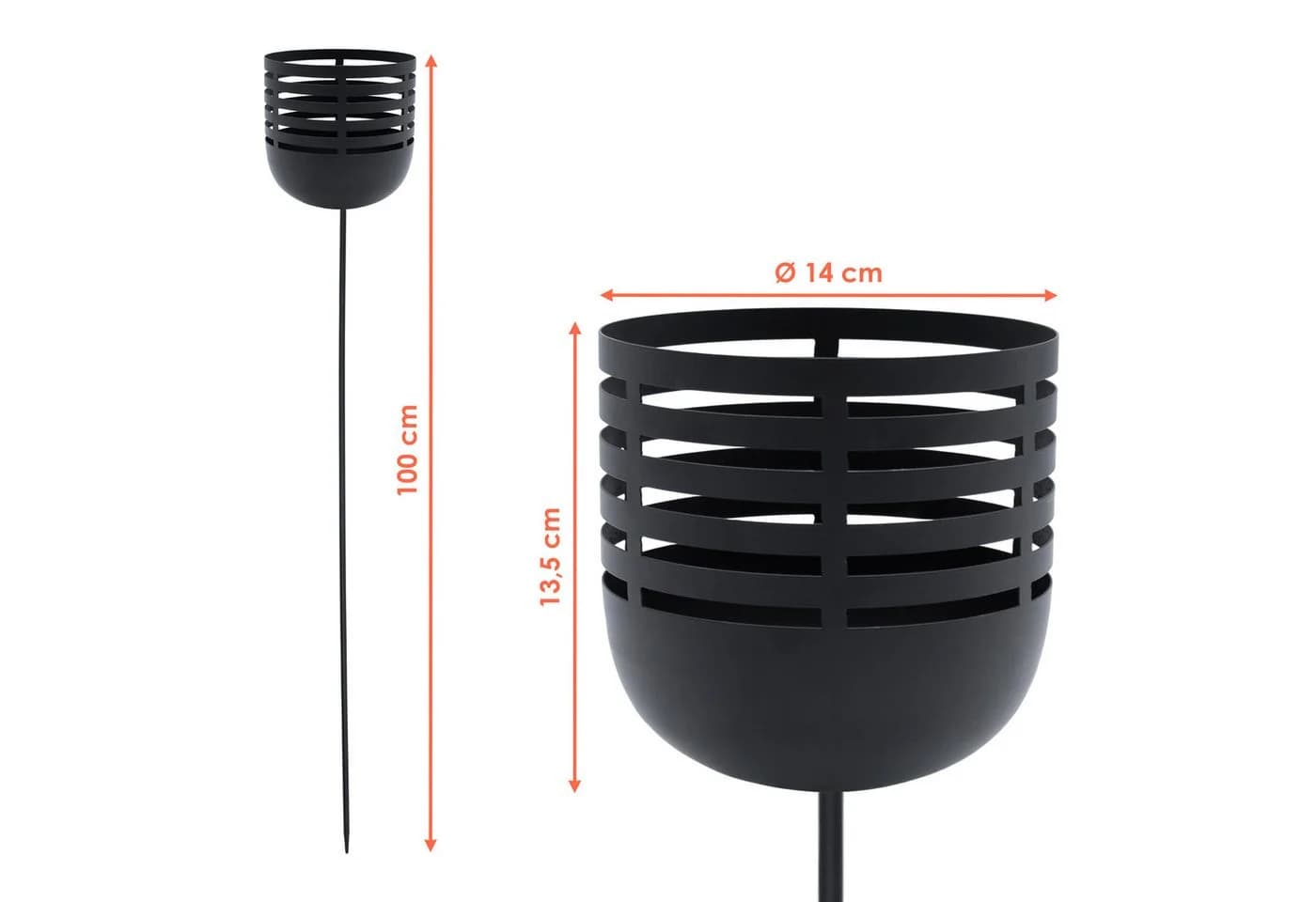 Spetebo Windlicht Metall Gartenstecker Schwarz