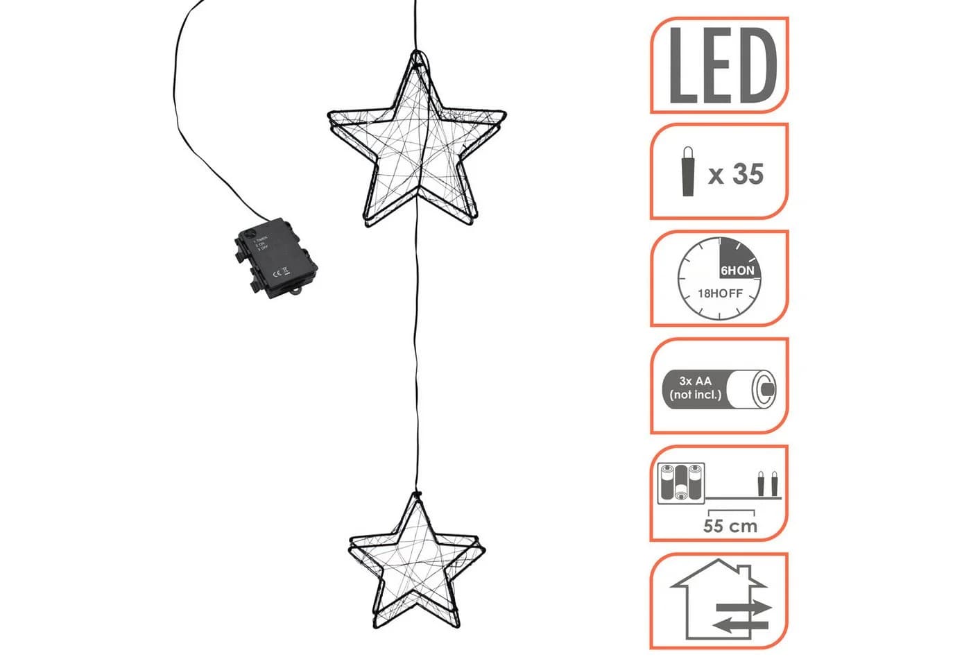 Spetebo LED Stern Metall schwarz 2er Set für Außen - Bild 3