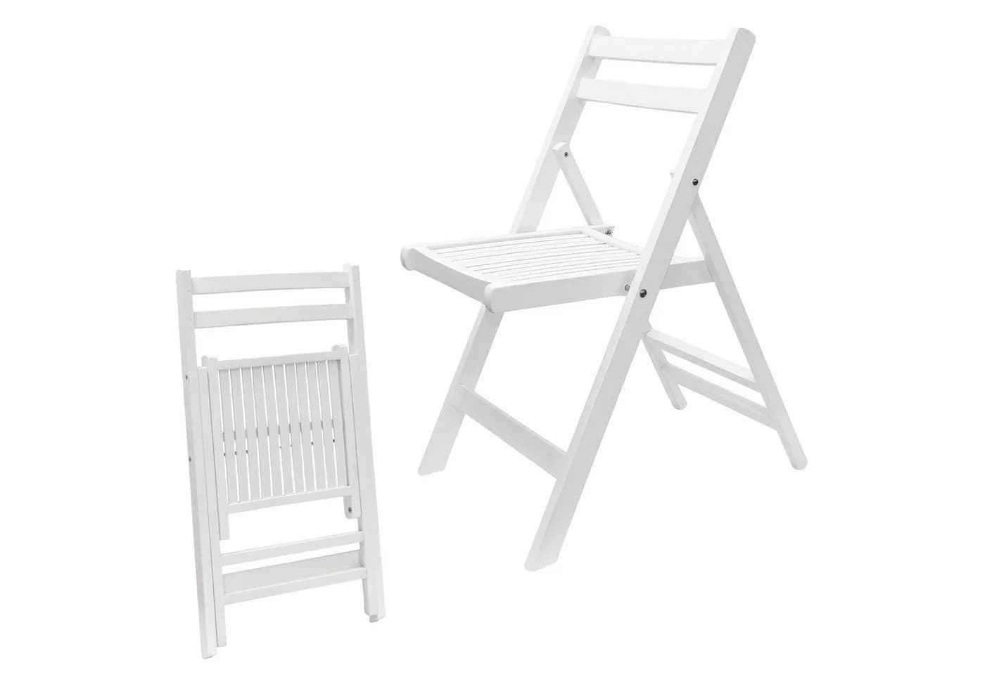 Spetebo Klappstuhl Weiß Massivholz Beistellstuhl - Bild 2