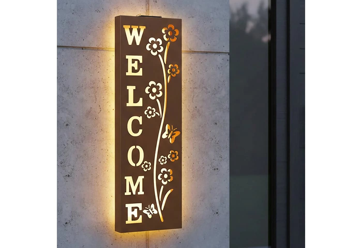 Spetebo LED Wandleuchte Metall WELCOME Rost Optik Solar - Bild 2