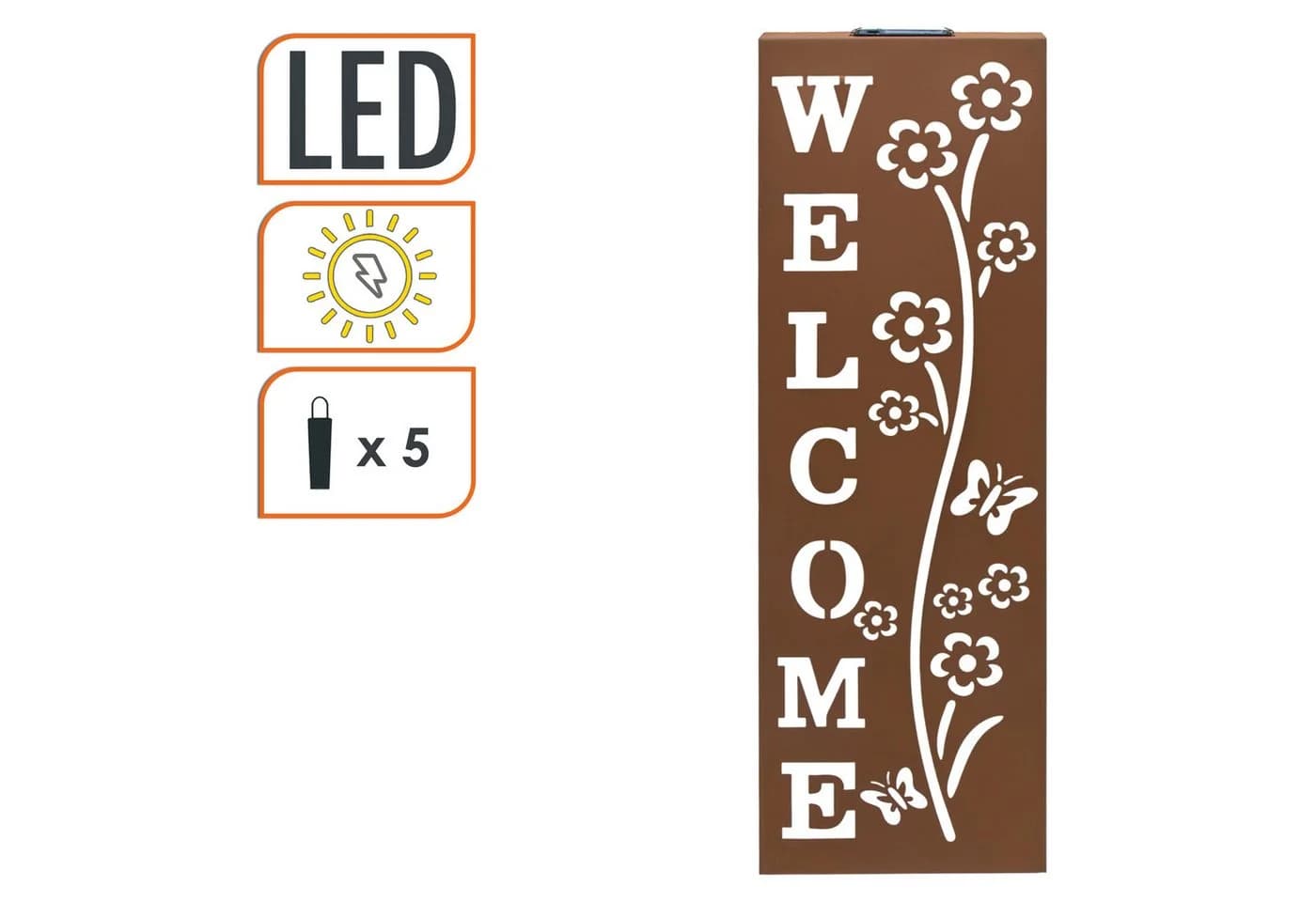 Spetebo LED Wandleuchte Metall WELCOME Rost Optik Solar - Bild 3