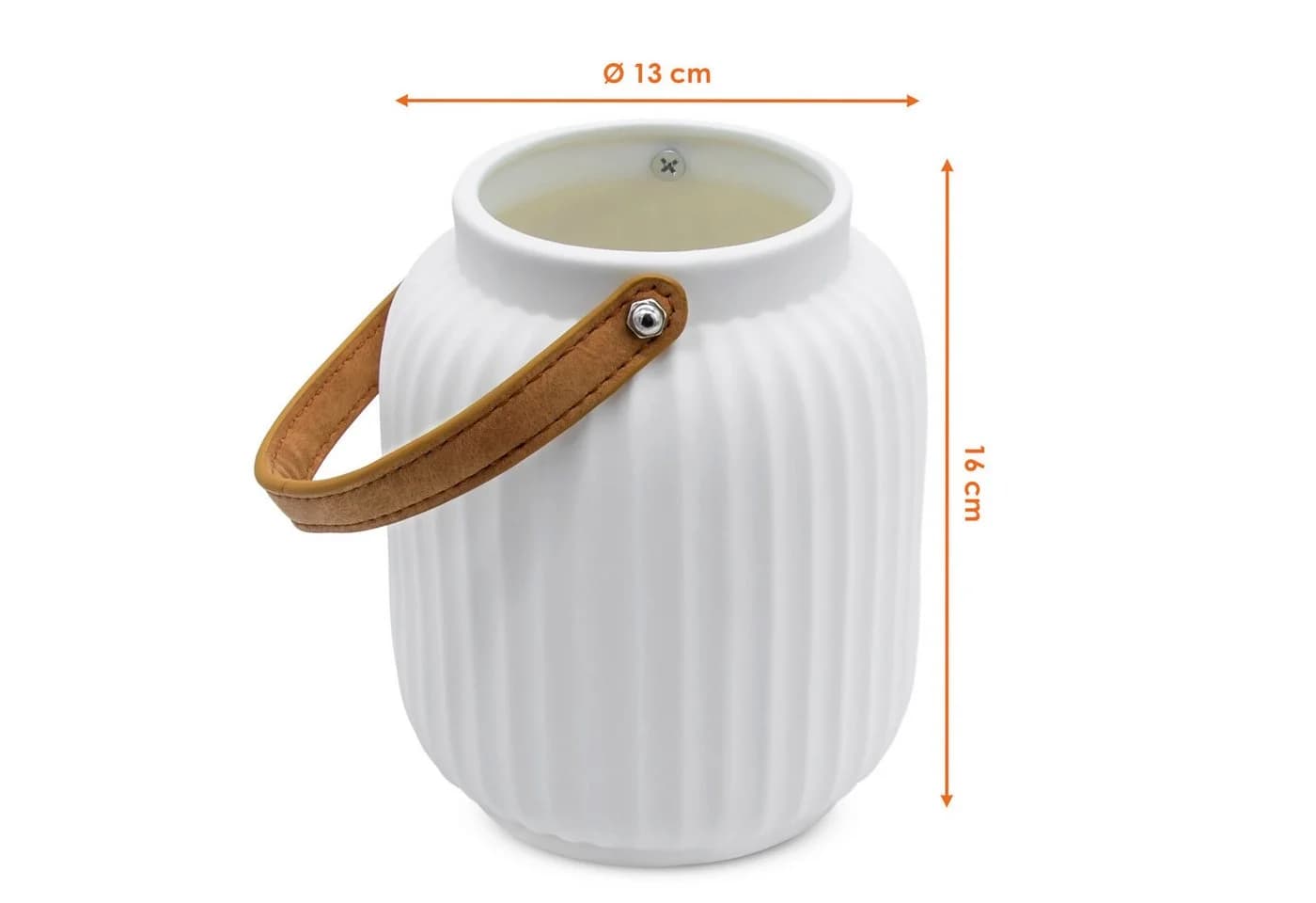 Spetebo LED Windlicht Keramik Laterne matt weiß mit Henkel