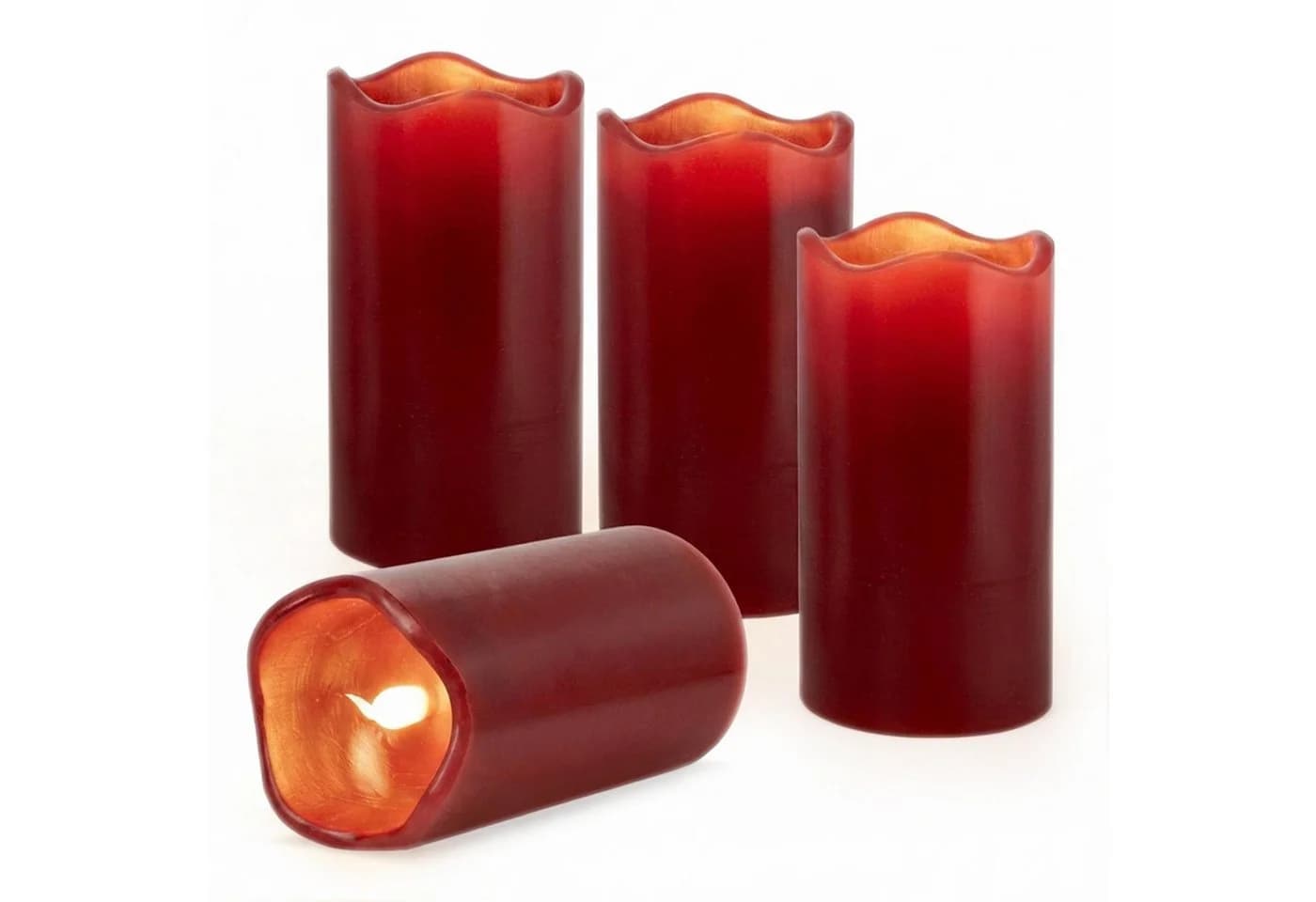 Spetebo LED-Kerze Stumpenkerze 4er Set Rot Timer - Bild 2