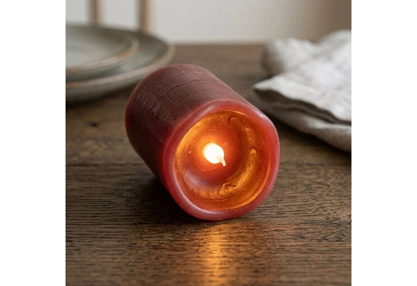 Spetebo LED-Kerze Stumpenkerze 4er Set Rot Timer - Bild 5