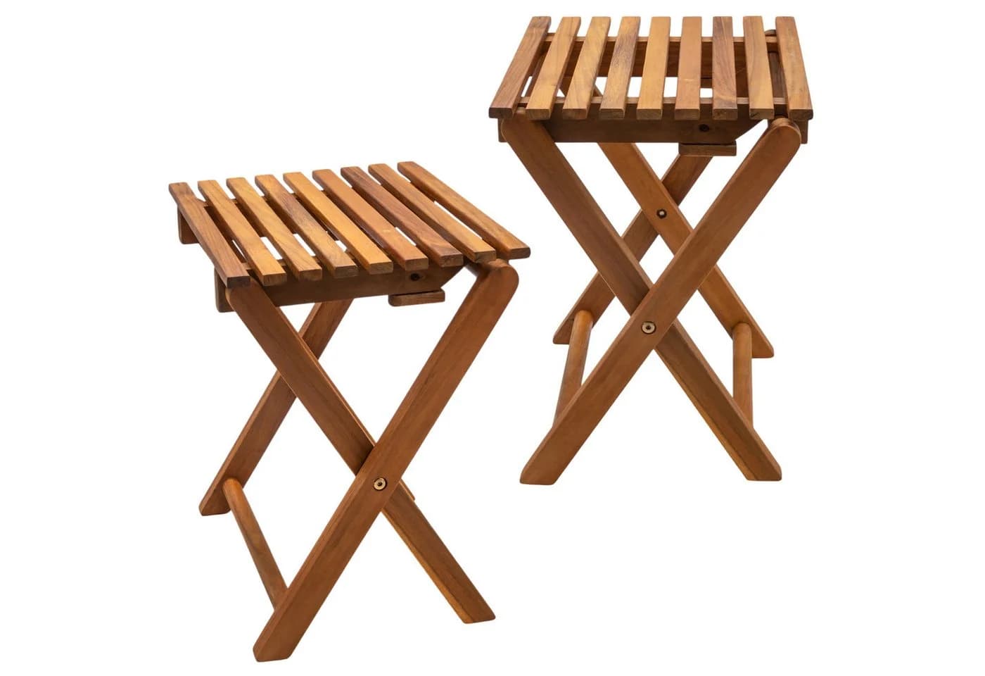 Spetebo Akazien Klapphocker 2er Set natur geölt - Bild 2