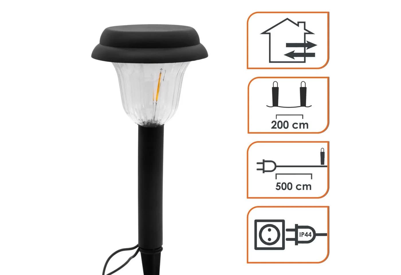 Spetebo LED Gartenleuchte 4er Set Schwarz Kunststoff mit Erdspieß - Bild 3