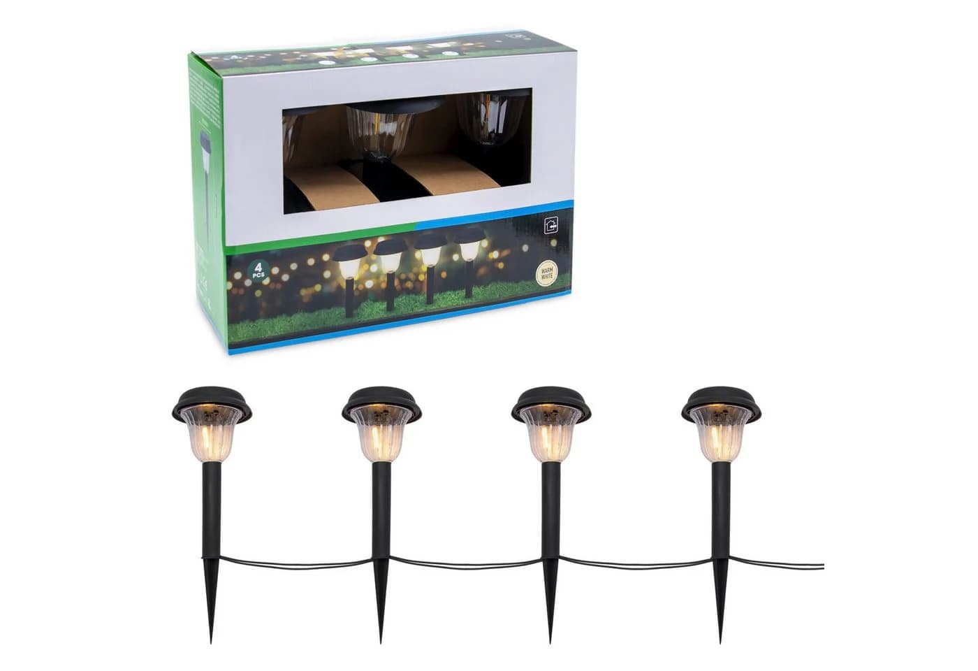 Spetebo LED Gartenleuchte 4er Set Schwarz Kunststoff mit Erdspieß - Bild 4