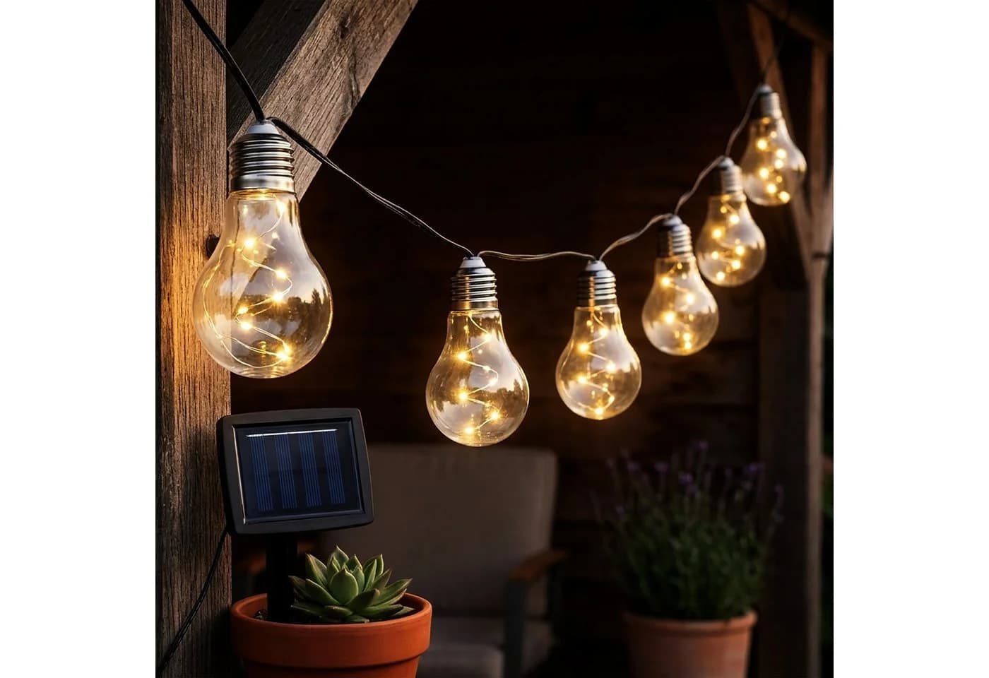 Spetebo LED Solar Lichterkette 10 Glühbirnen warm weiß - Bild 2