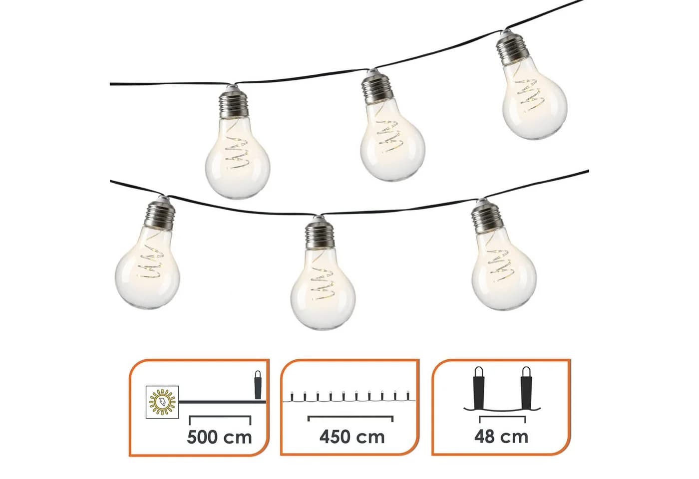 Spetebo LED Solar Lichterkette 10 Glühbirnen warm weiß - Bild 3