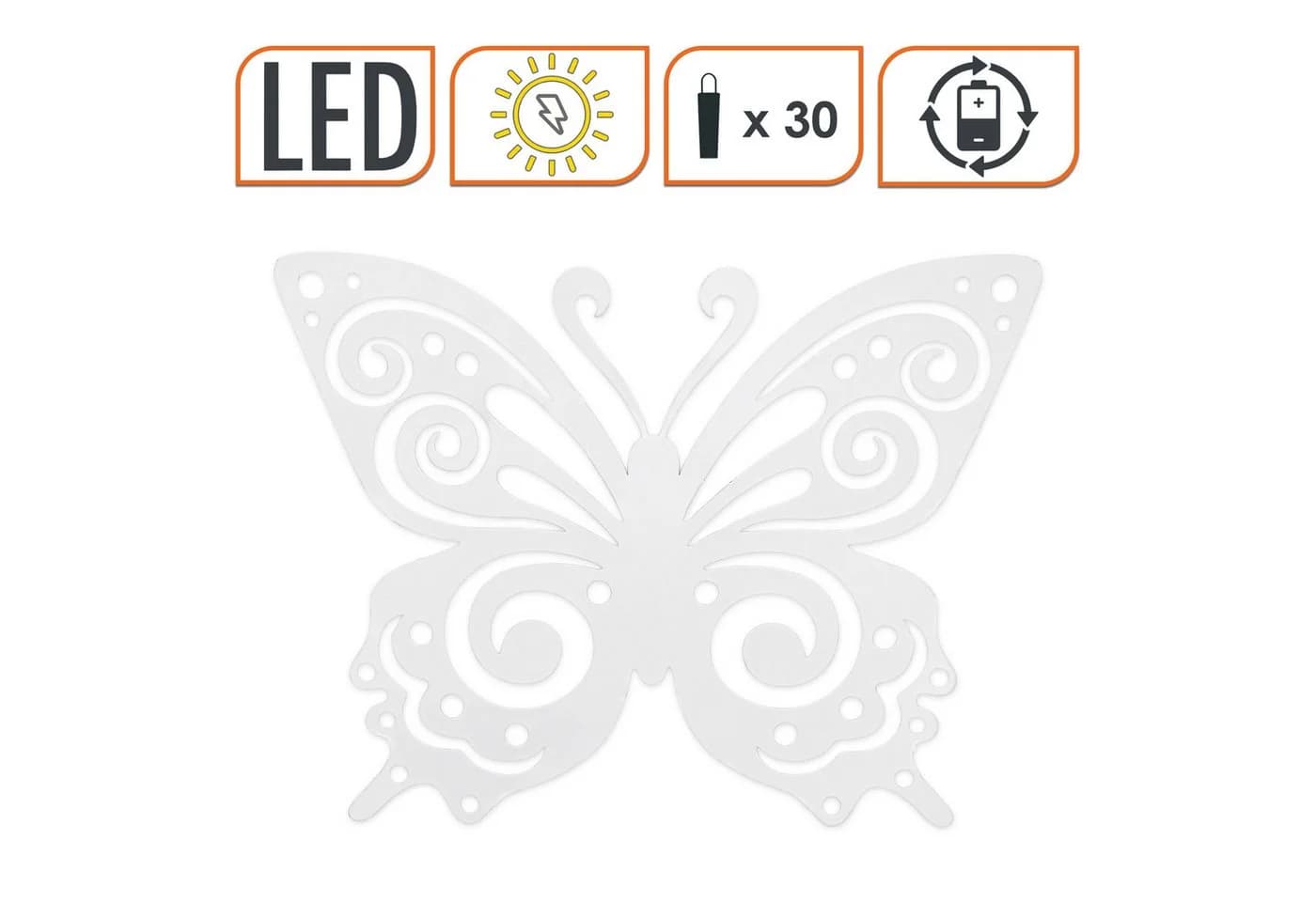 SPETEBO Solar Wandbild Schmetterling Weiß mit 30 LED - Bild 3