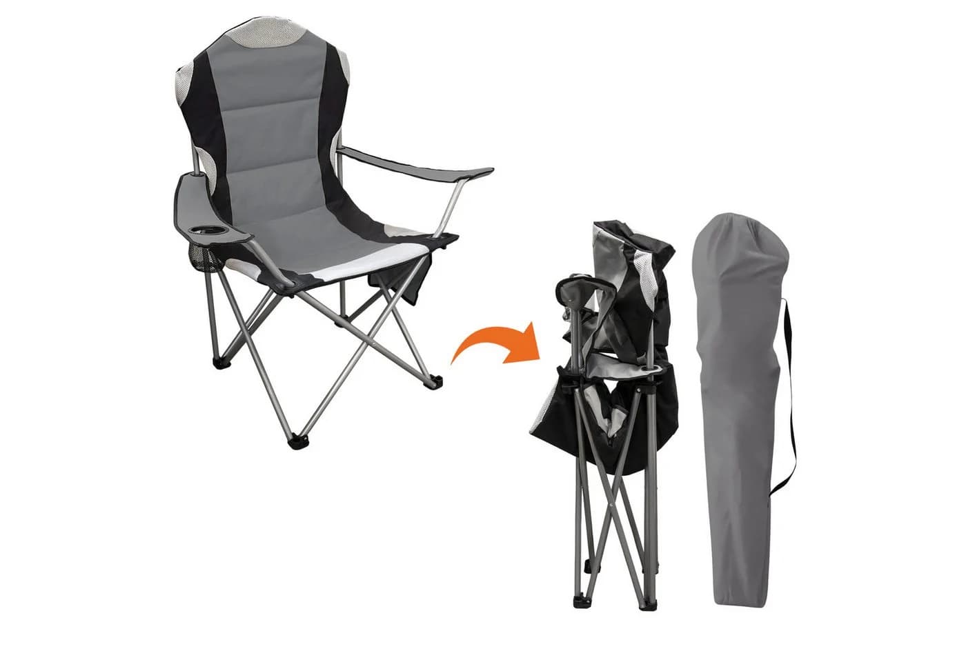 Spetebo Camping Sitzgruppe 3-teilig mit Aluminium Klapptisch Beige/Schwarz - Bild 3