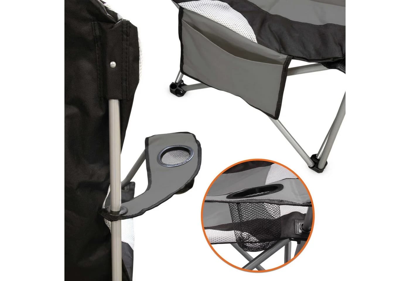 Spetebo Camping Sitzgruppe 3-teilig mit Aluminium Klapptisch Beige/Schwarz - Bild 4