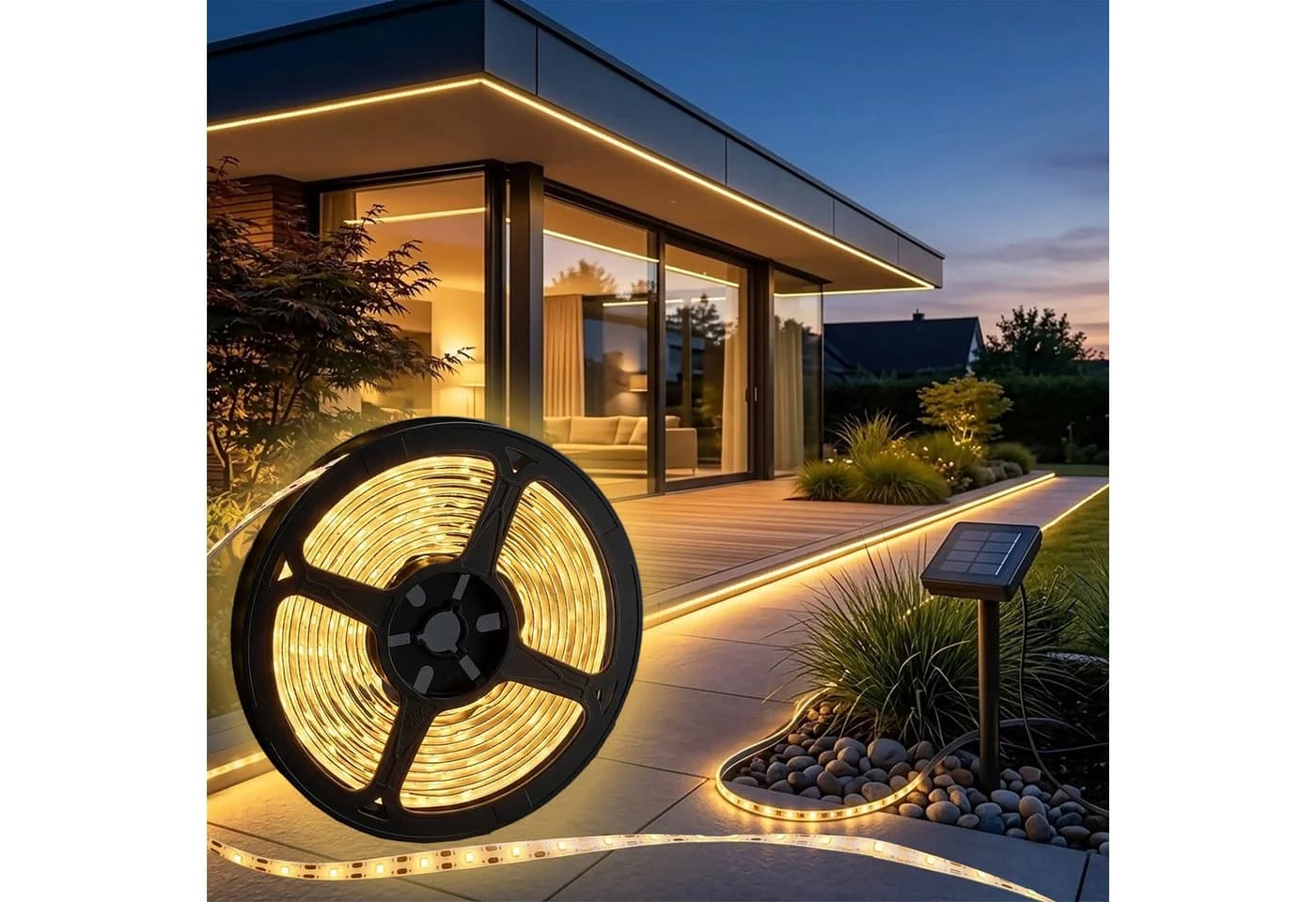 Spetebo Solar LED Lichtstreifen 200 cm warm weiß selbstklebend - Bild 2