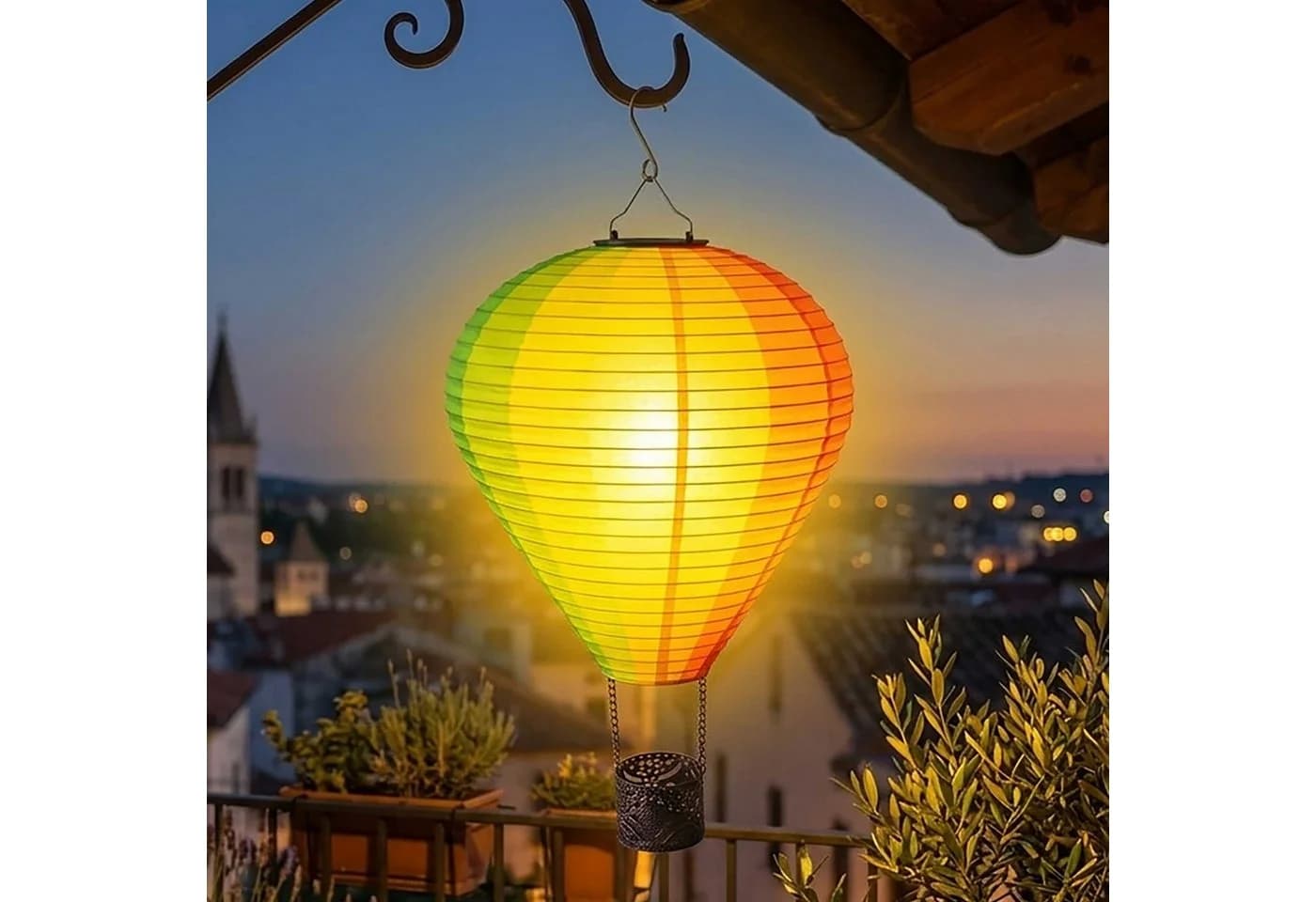 Spetebo LED Dekofigur Solar Heißluftballon Nylon bunt orange - Bild 2