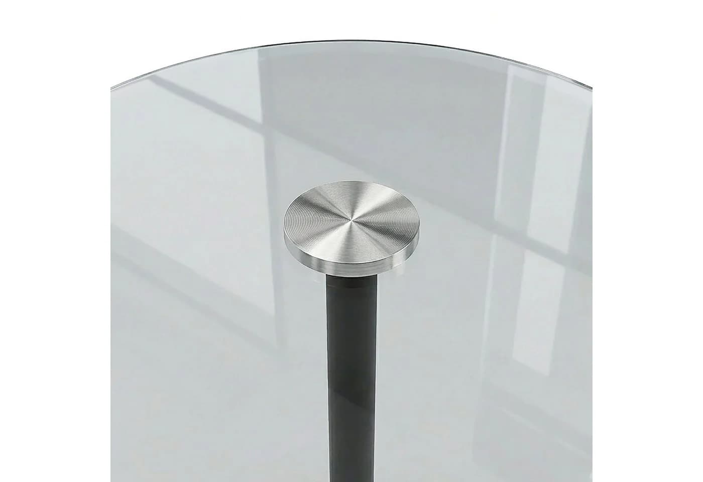 Spetebo Beistelltisch rund Metall Glasplatte Schwarz - Bild 4