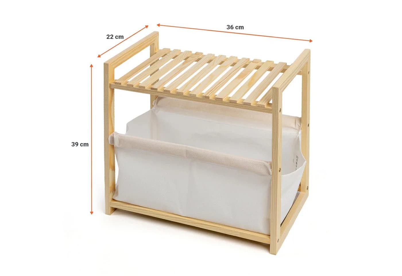 Spetebo Ablageregal Holz mit Stoffkorb Natur Weiß - Bild 3