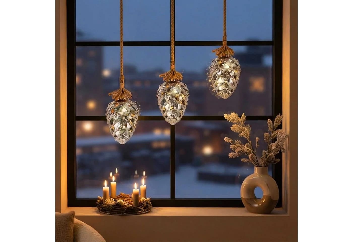 Spetebo LED Tannenzapfen XL Glas Warmweiß mit Timer - Bild 3
