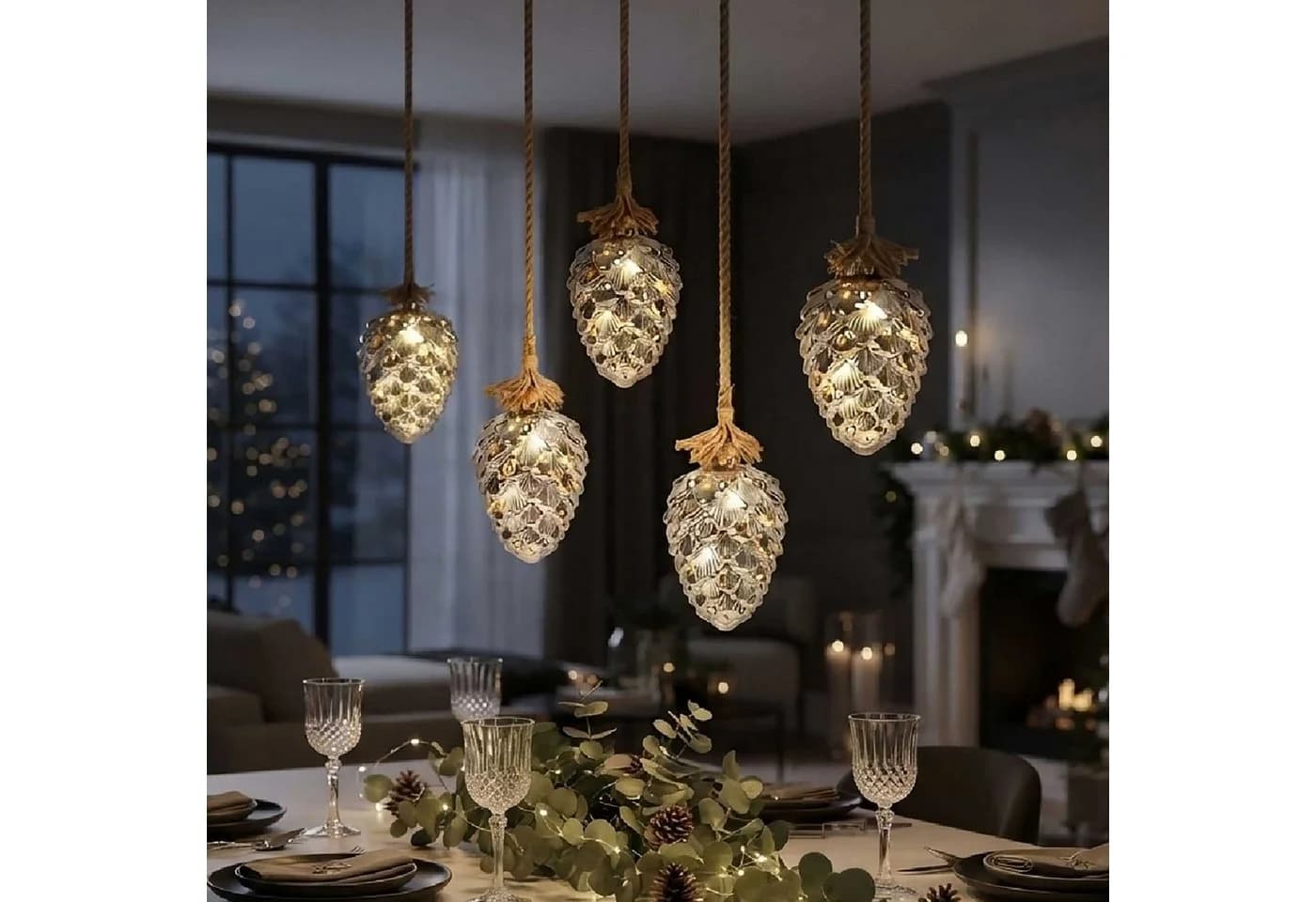 Spetebo LED Tannenzapfen XL Glas Warmweiß mit Timer - Bild 5