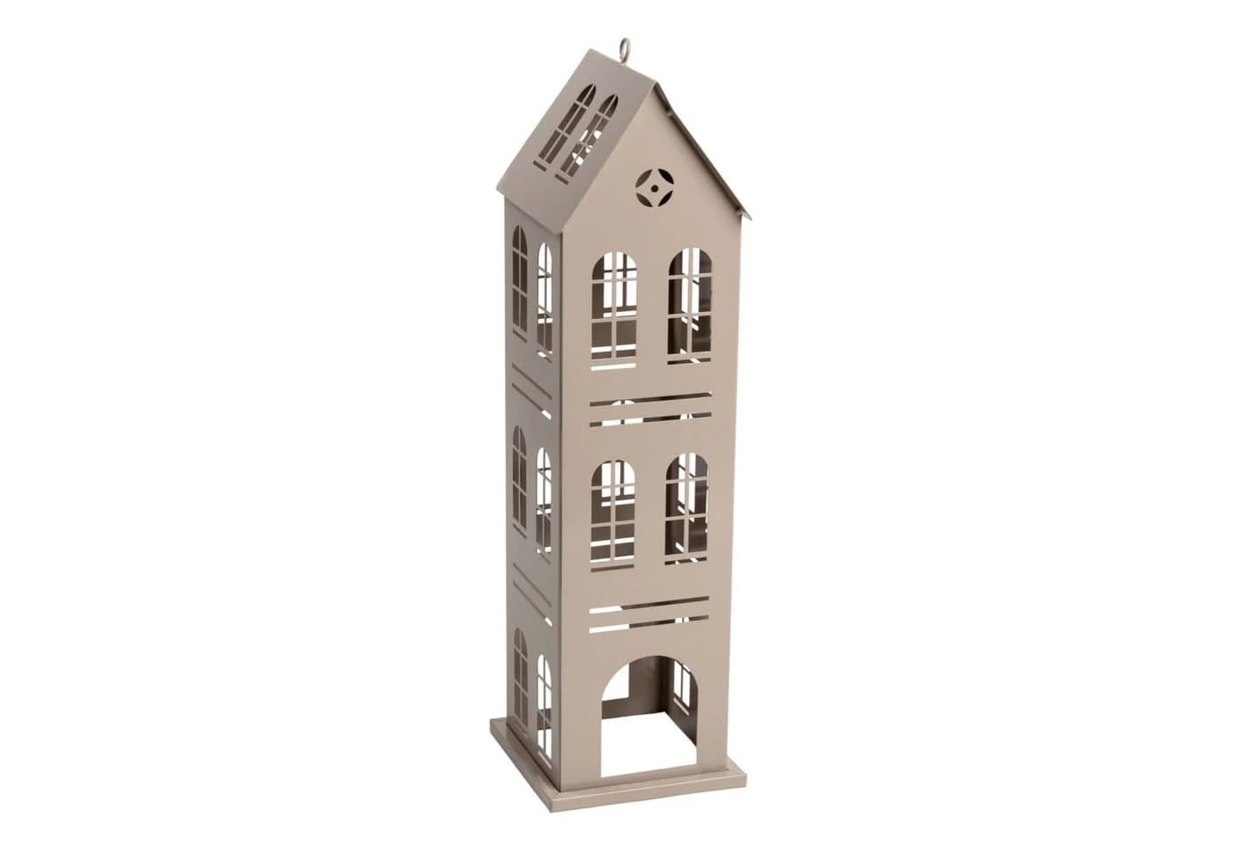 Spetebo Dekofigur XL Metall Laterne Haus beige - Bild 2