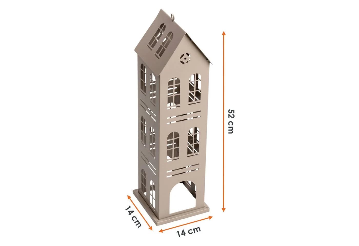 Spetebo Dekofigur XL Metall Laterne Haus beige - Bild 3