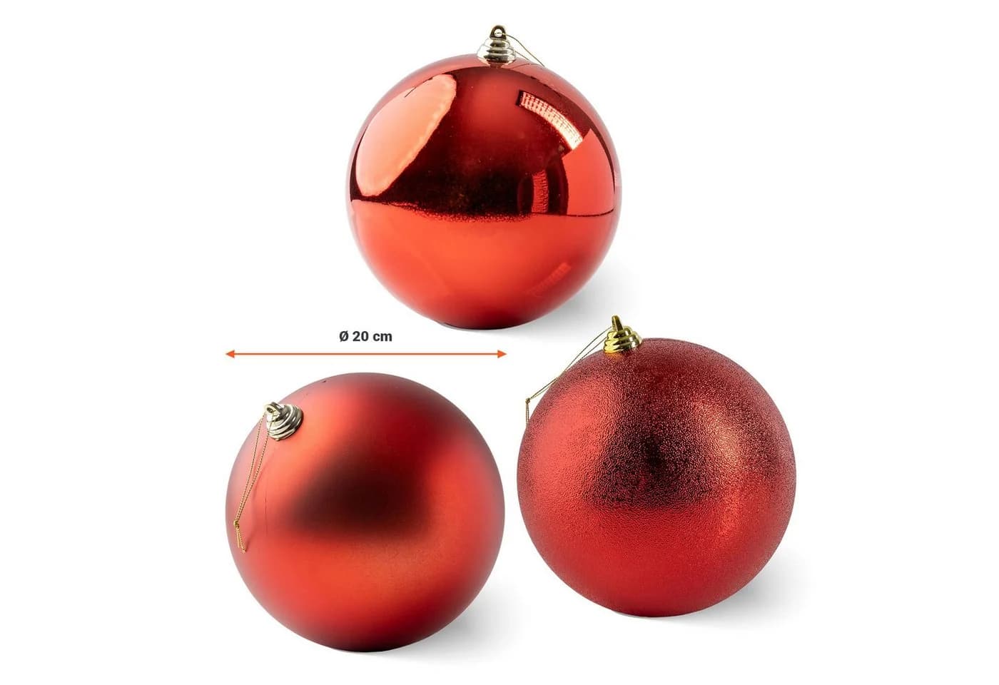 Spetebo Weihnachtsbaumkugel 20 cm rot 3er Set XL - Bild 3