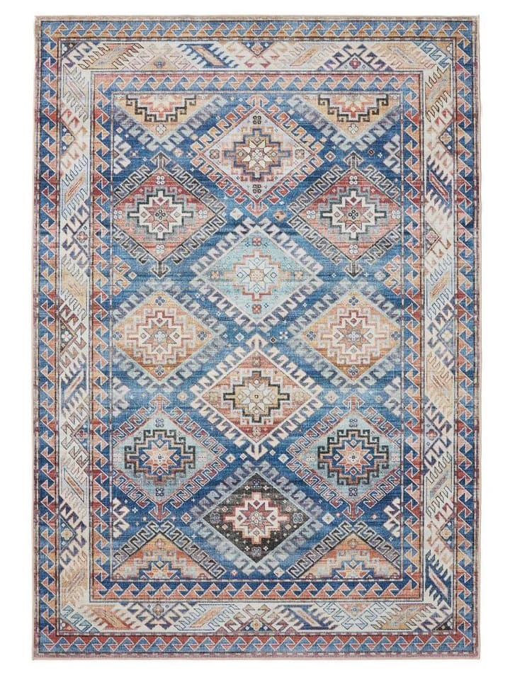 benuta Teppich George Vintage-Look Kurzflor Waschbar Blau