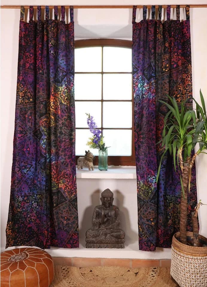 Guru-Shop Boho Vorhang Mandala Motiv Baumwolle Schlaufen - Bild 2